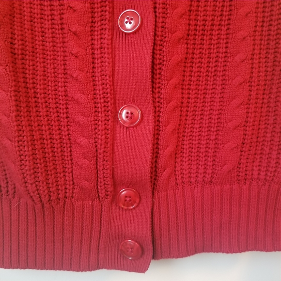 RW&CO. Women's red cable knit button front sweater - Picture 7 of 8
